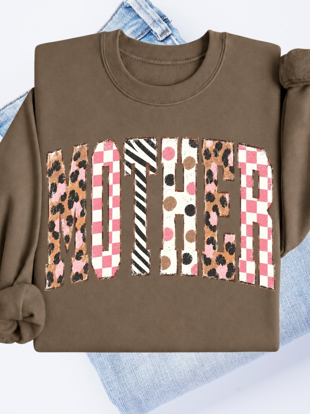 Retro Mother Leopard Zebra Graphic Crewneck Sweatshirt