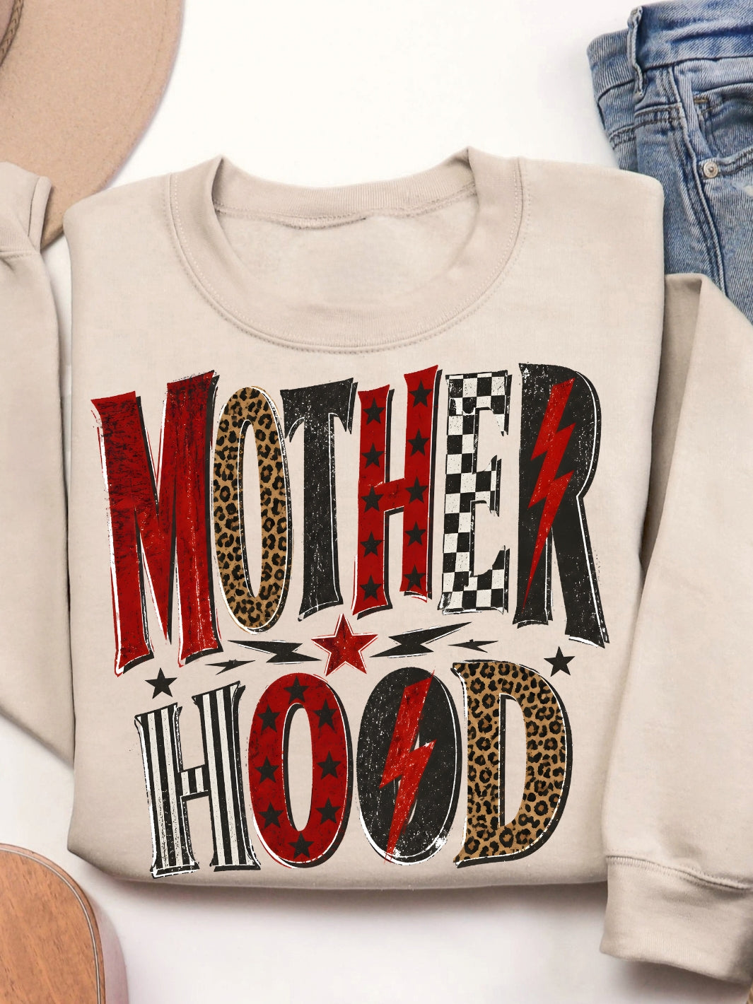 Retro Motherhood Graphic Crewneck Sweatshirt