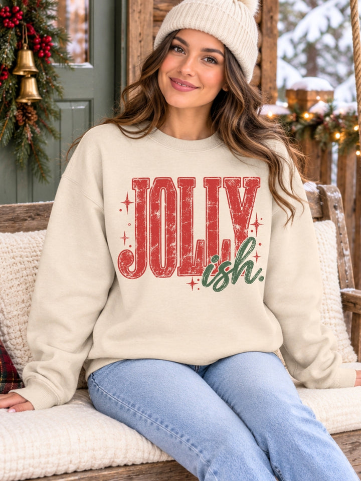 Jolly-ish Christmas Graphic Crewneck Sweatshirt