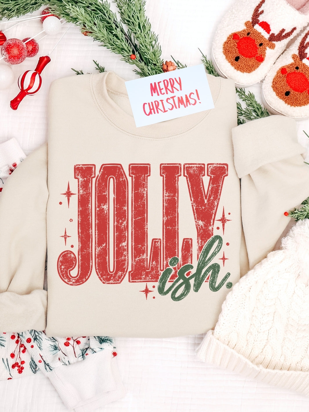 Jolly-ish Christmas Graphic Crewneck Sweatshirt