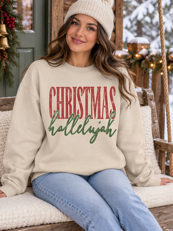 Christmas Hallelujah Retro Graphic Crewneck Sweatshirt