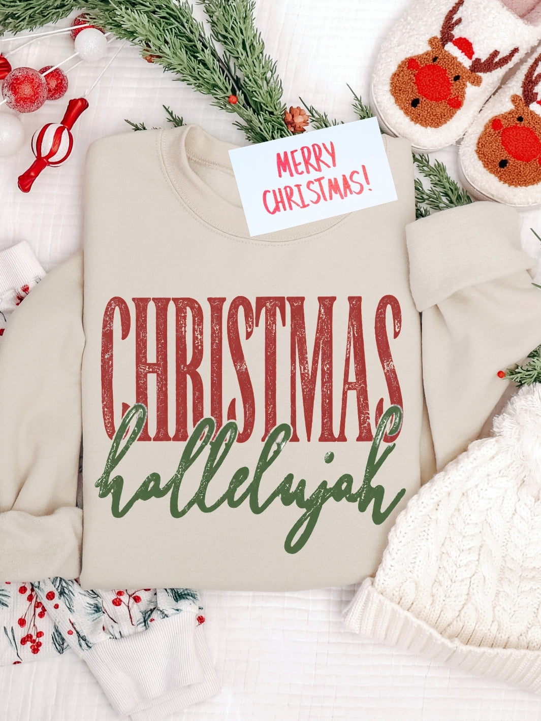 Christmas Hallelujah Retro Graphic Crewneck Sweatshirt