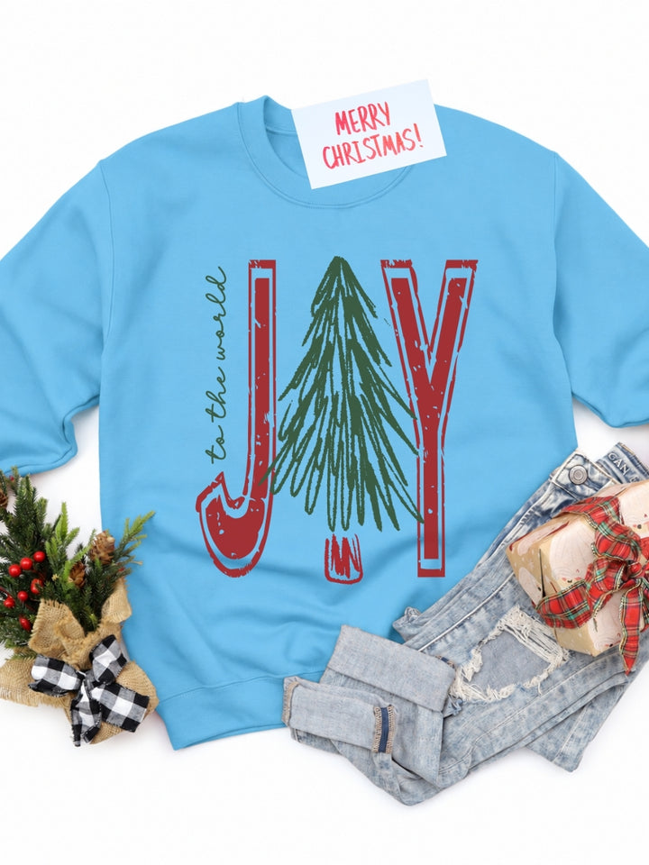 Joy To The World Holiday Graphic Crewneck Sweatshirt
