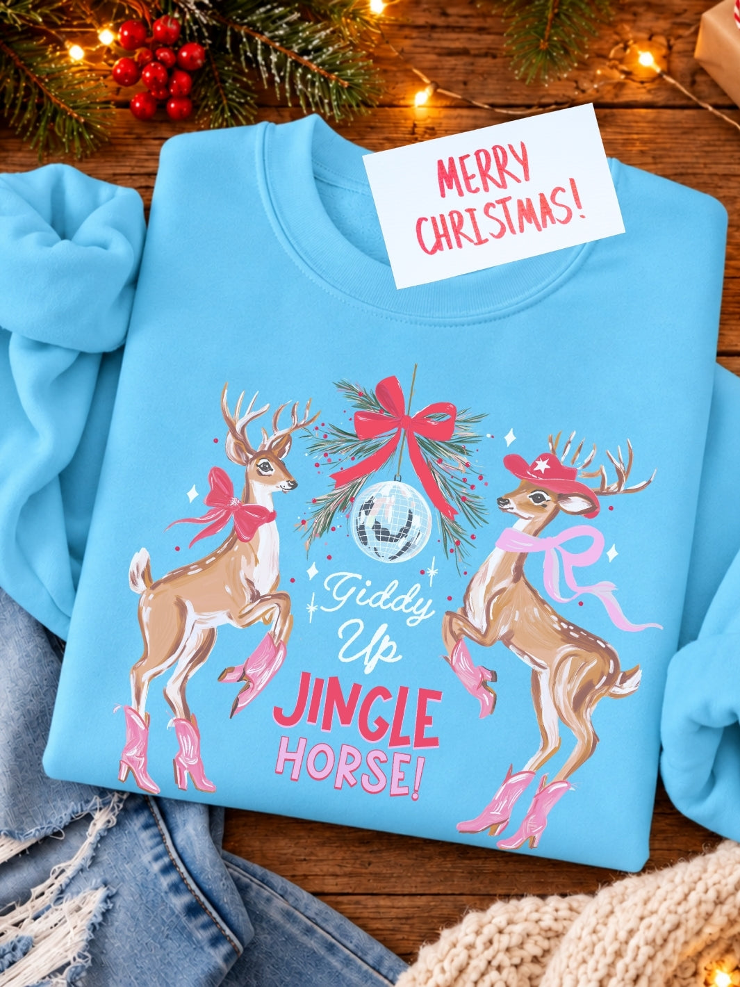Jingle Horse Christmas Graphic Crewneck Sweatshirt