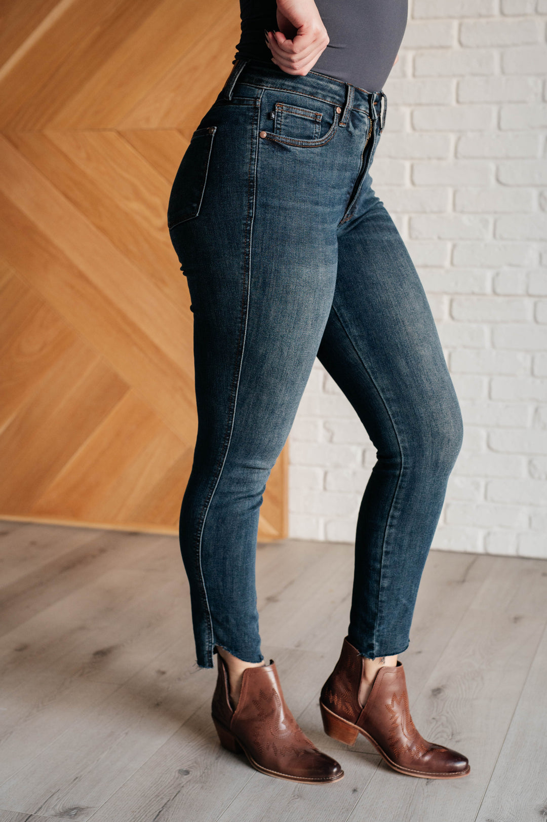 Judy Blue Tessa High Rise Tummy Control Step Hem Skinny Jeans