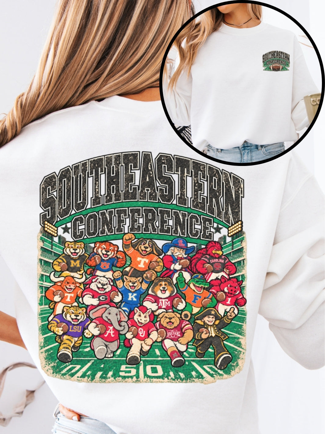 Retro Southeastern Conference Game Day Graphic Crewneck Sweatshirt