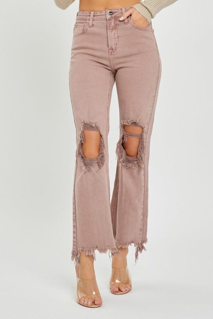 RISEN Camila Distressed Ankle Bootcut Jeans