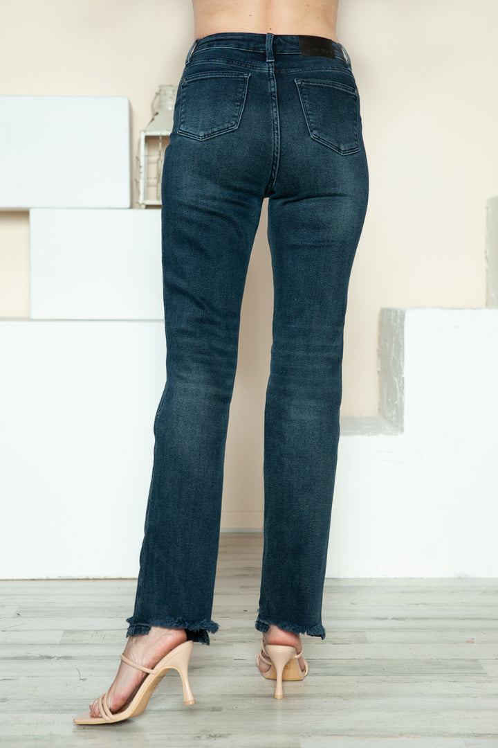 Judy Blue Ava Button Fly Hem Destroy Straight Jeans