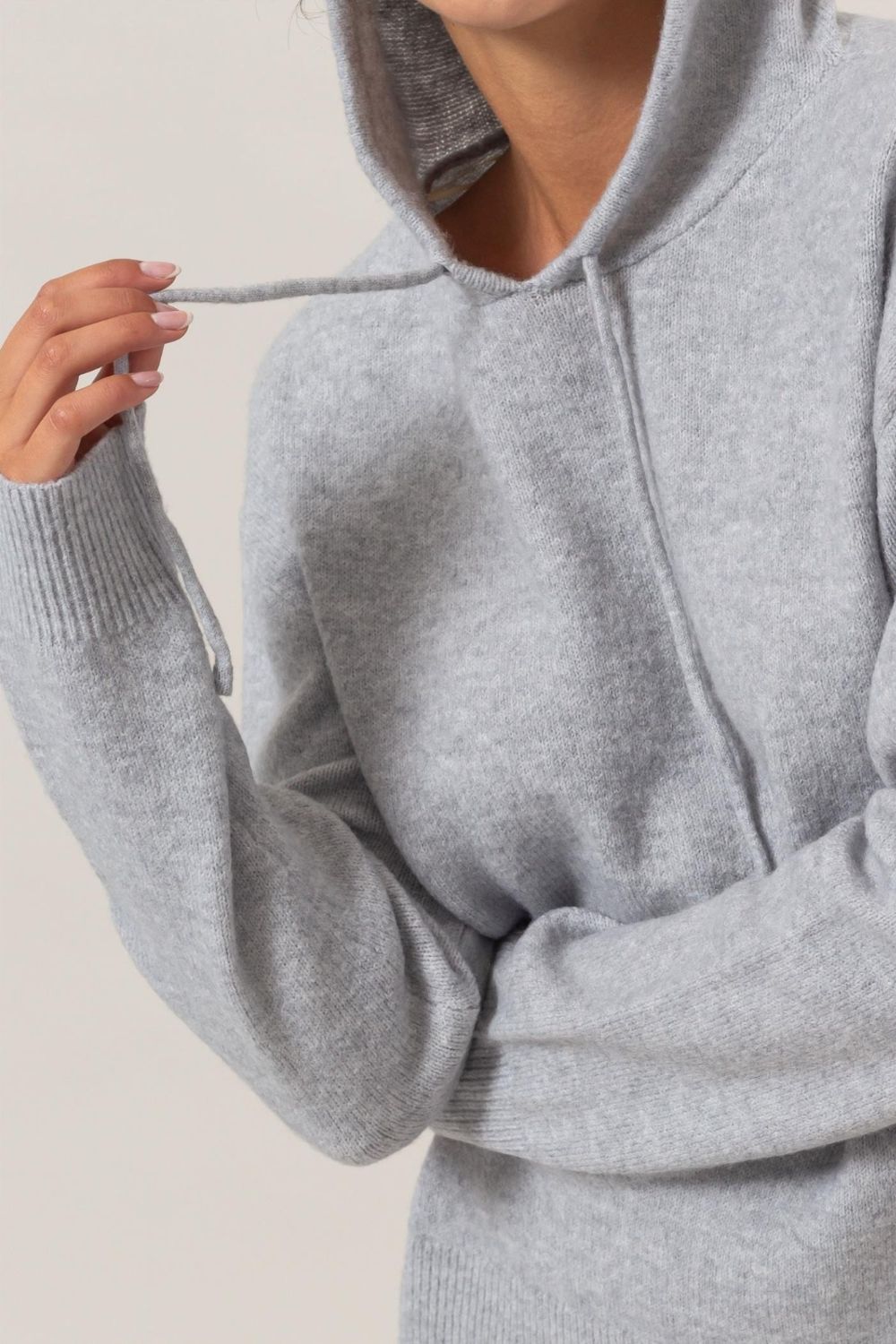 HYFVE Drawstring Long Sleeve Hooded Sweater In Gray