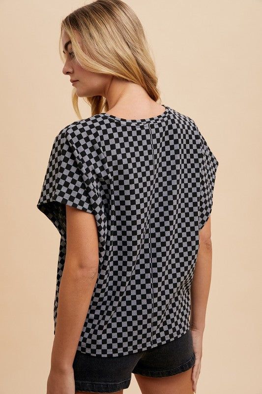 Annie Wear Checkered Top In In Black