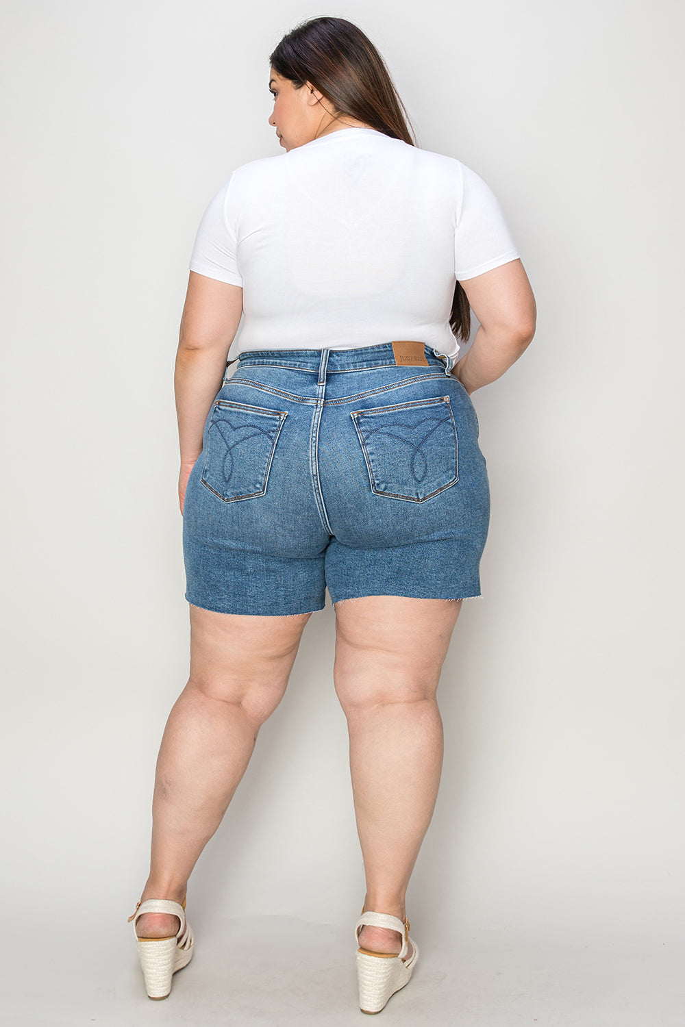 Judy Blue High Waist Slim Denim Shorts In Medium Wash