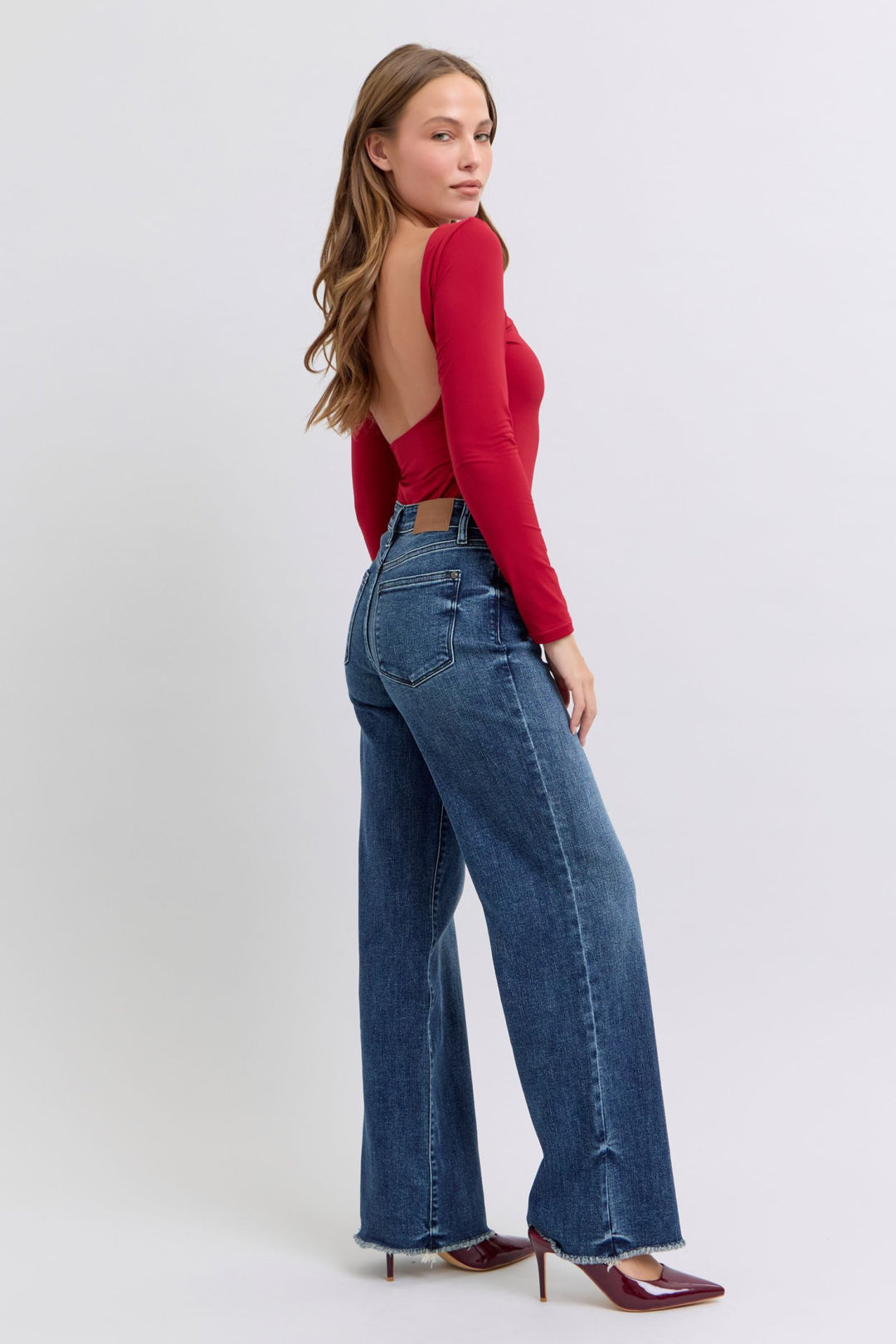 Judy Blue Angie Raw Hem Mid Rise Jeans