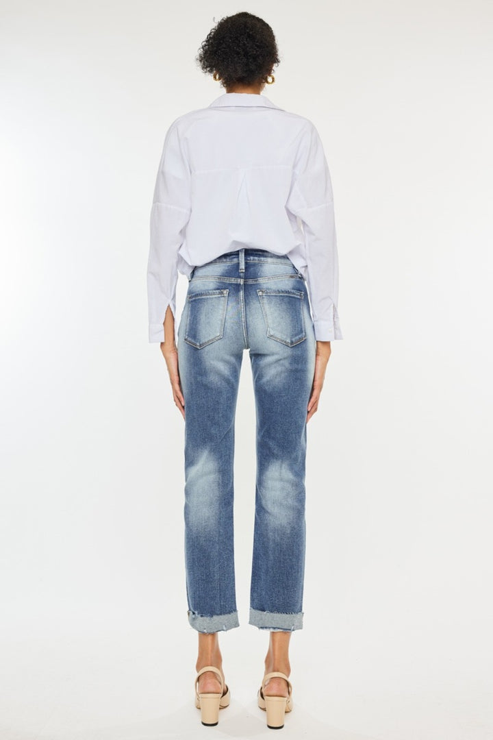 Kancan Diane High Rise Cuffed Straight Jeans