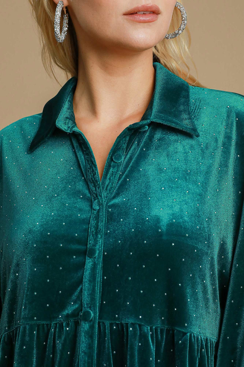 Umgee Polka Dot Top In Teal Green