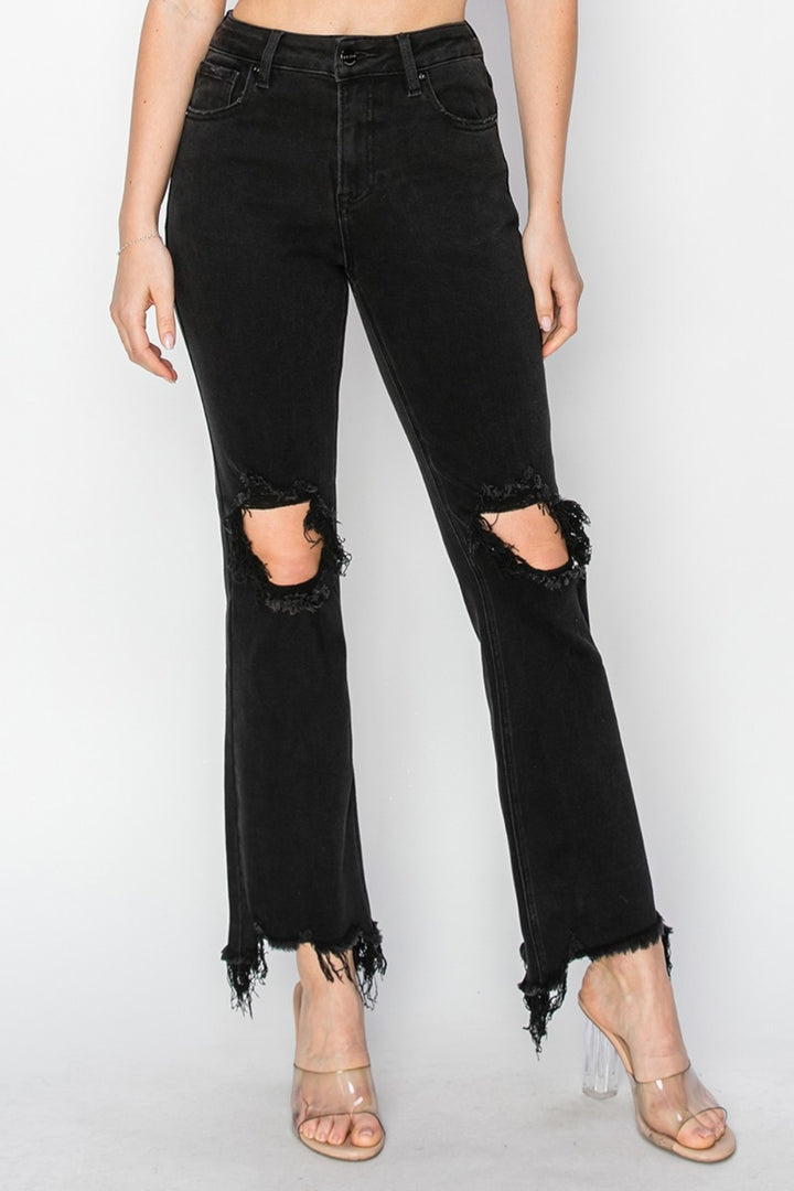 RISEN Trend Distressed Raw Hem Jeans with Pockets