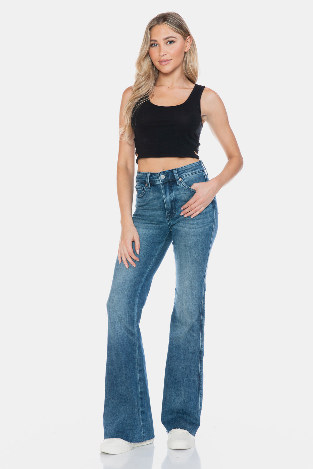 Judy Blue Sarah Tummy Control Cut Hem Flare Jeans