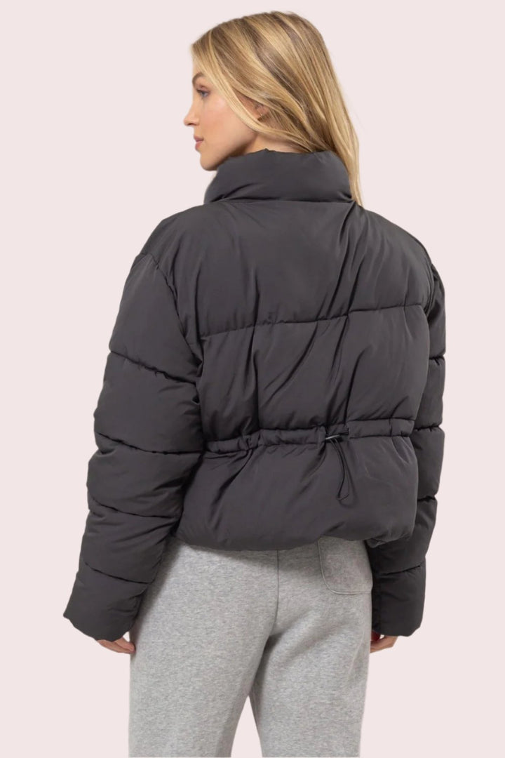 HYFVE Quilted Back Drawstring Puffer Jacket In Black