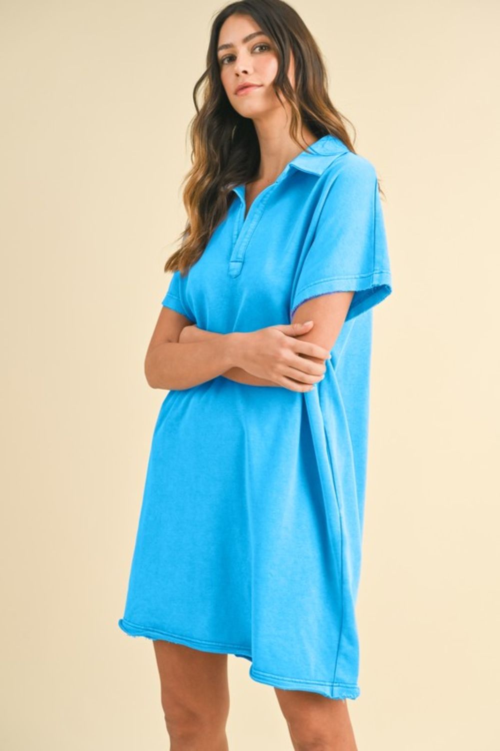 Annie Wear Mineral Washed Dress In Sky Blue