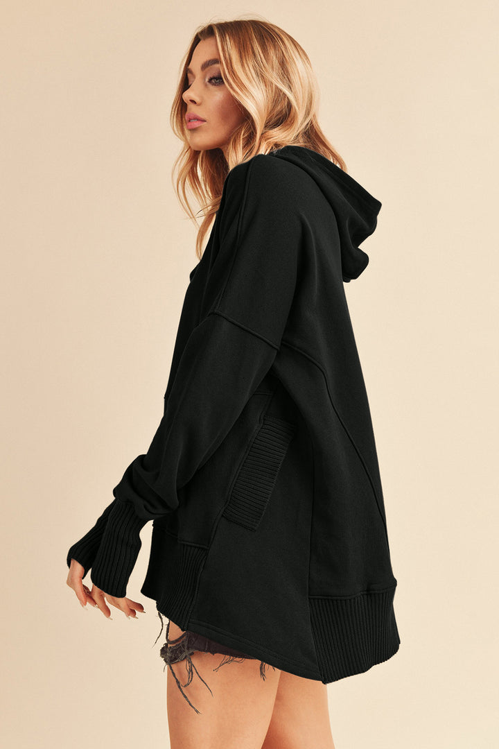 Aemi+Co Half Snap Hoodie In Black