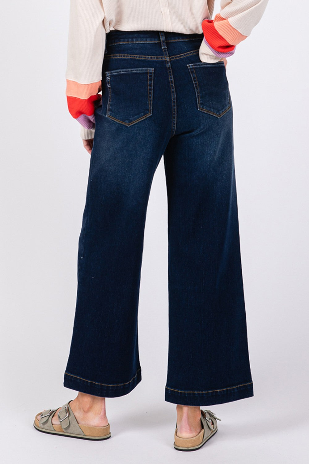 SAGE + FIG High Waist Wide Leg Jeans In Denim Blue