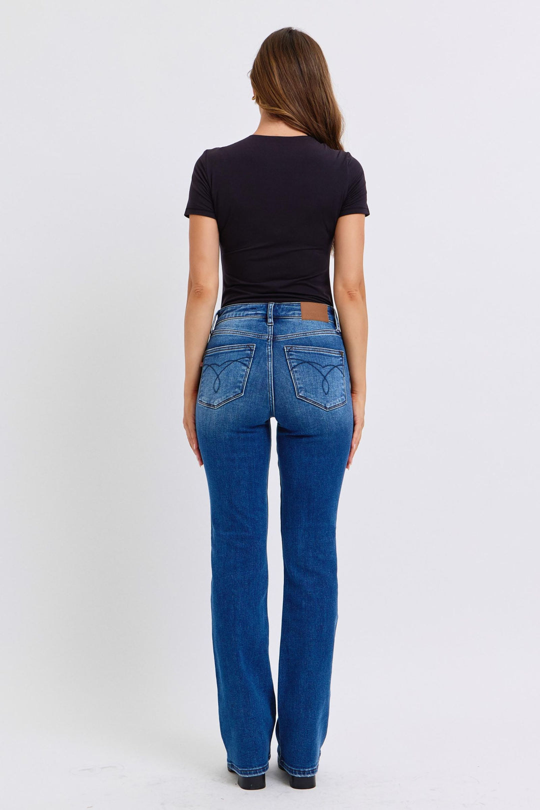 Judy Blue Run Mid-Rise Bootcut Jeans with Thermal Lining In Dark Wash