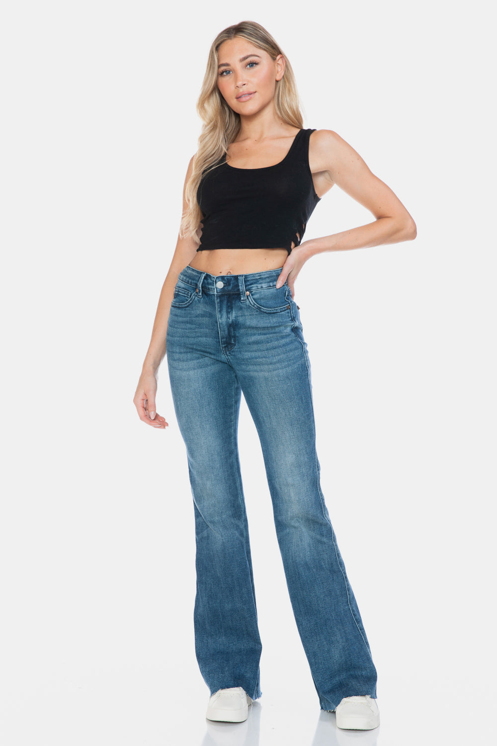 Judy Blue Sarah Tummy Control Cut Hem Flare Jeans