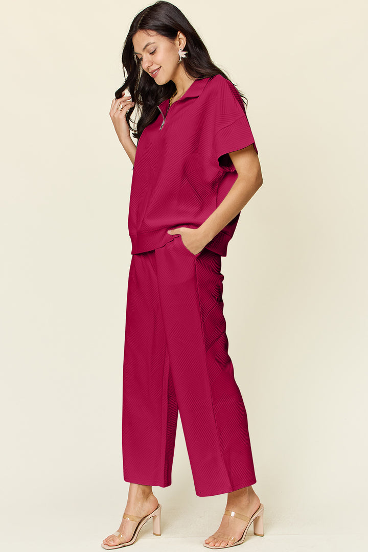 Lane Textured Trend Half Zip Top & Pants Set