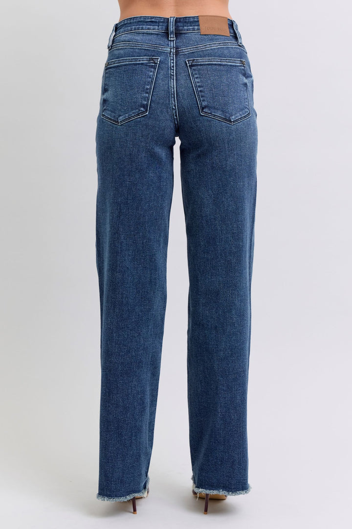 Judy Blue Angie Raw Hem Mid Rise Jeans