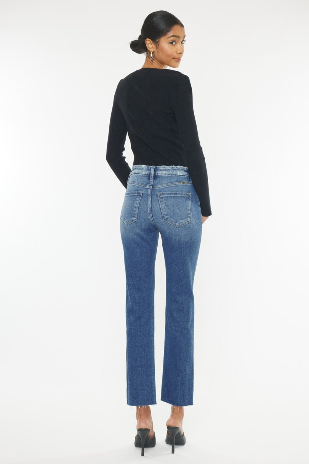 Kancan River High Rise Wide Waistband Slim Straight Jeans