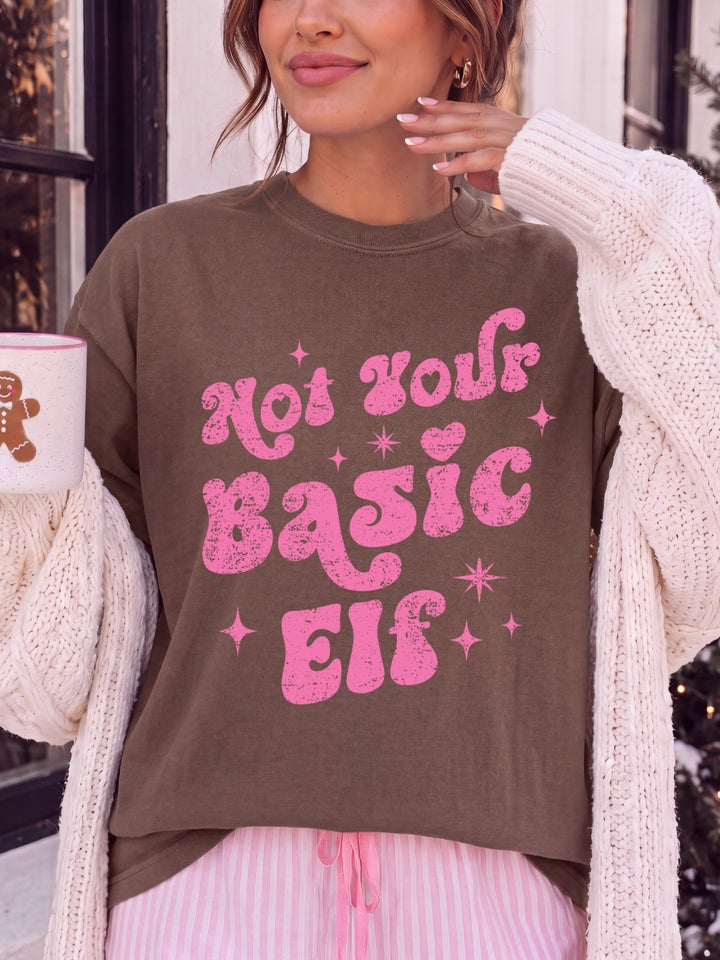 Not Your Basic Elf Christmas Comfort Colors Graphic Tee