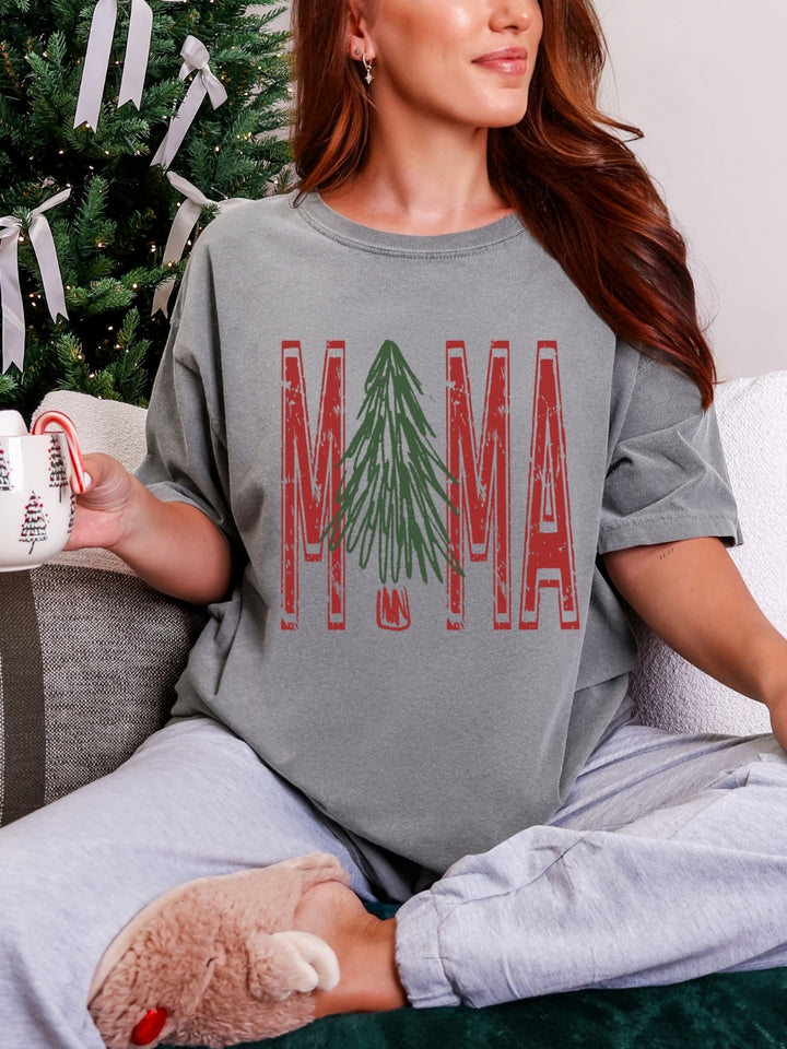 Retro Christmas MAMA Comfort Colors Graphic Tee
