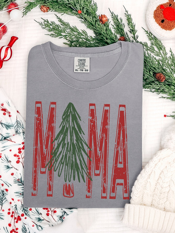 Retro Christmas MAMA Comfort Colors Graphic Tee