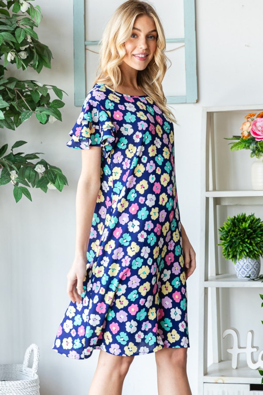 Floral Shop Dress with Pockets