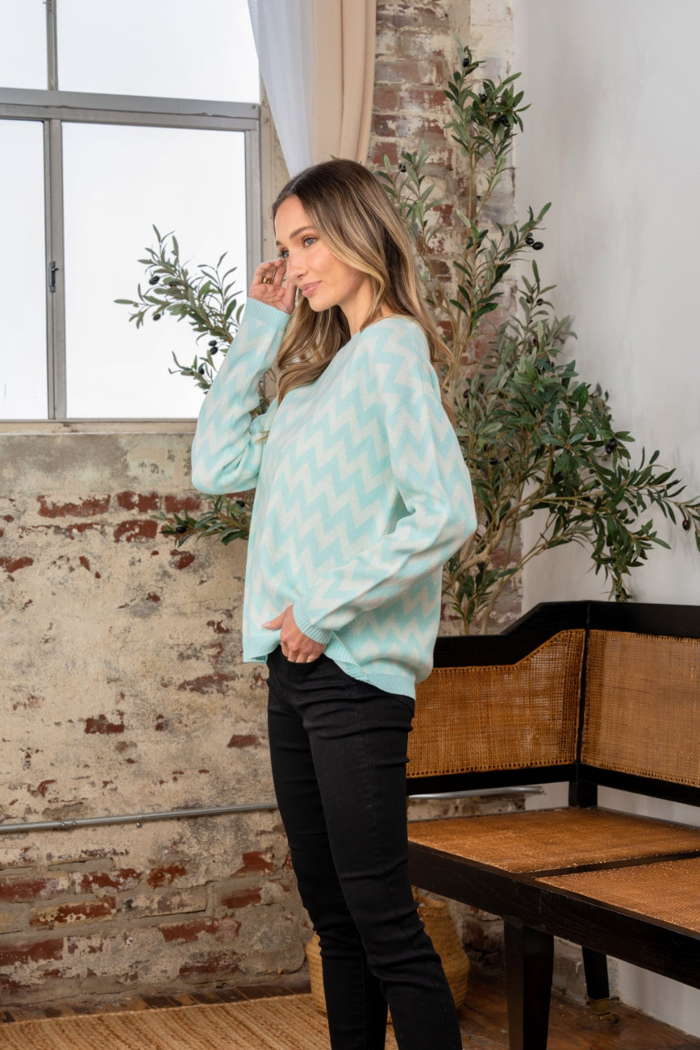 Sew In Love Wave Stripe Sweater In Mint