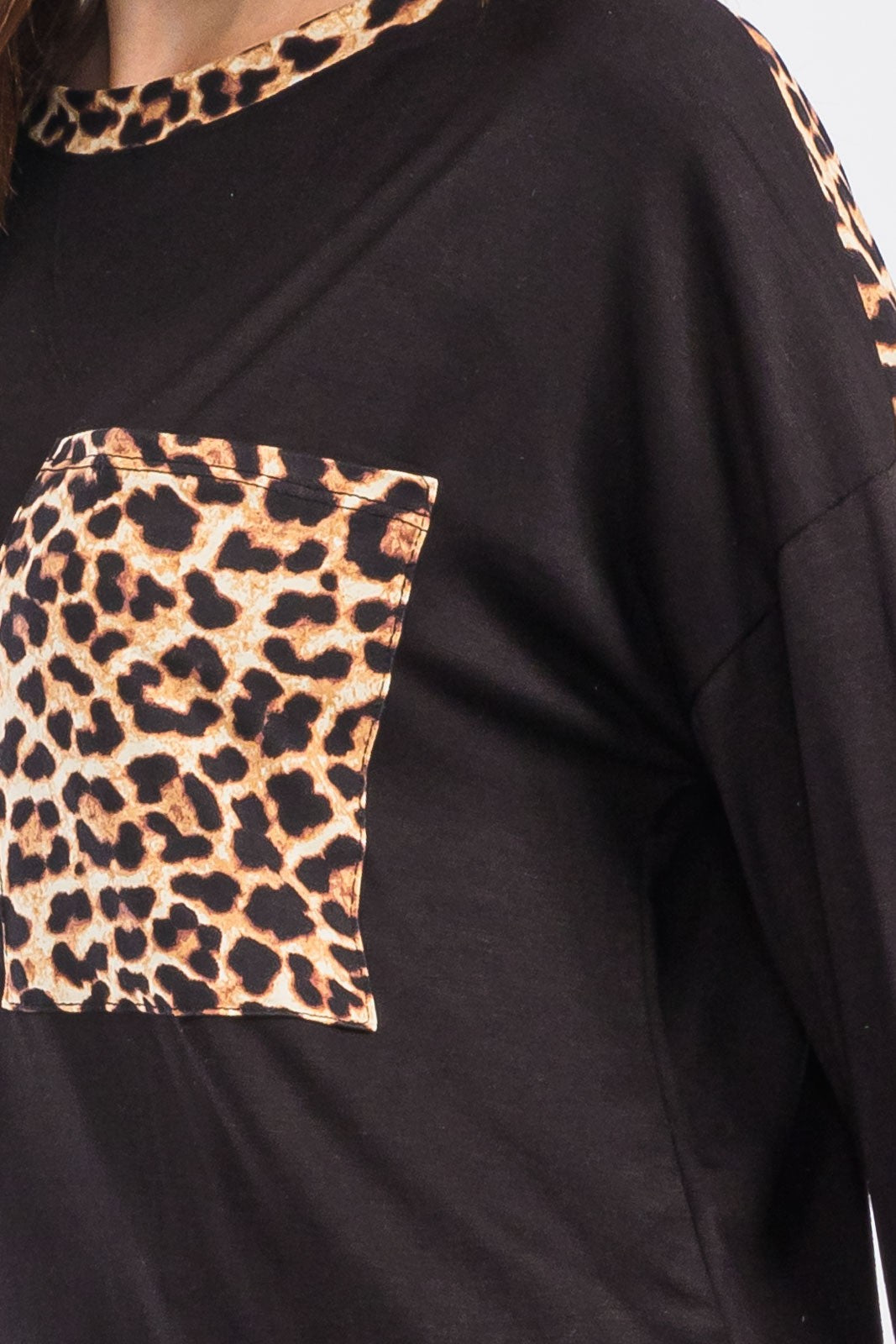 Celeste Leopard Top In Black