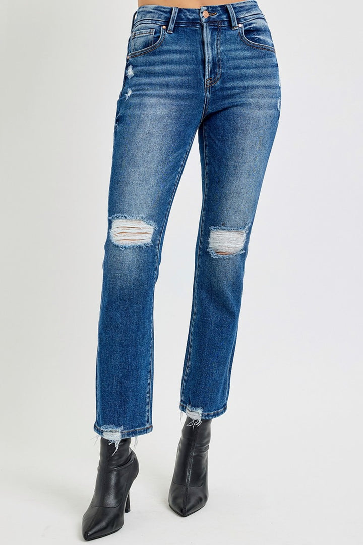 RISEN Pina High Rise Distressed Crop Straight Jeans