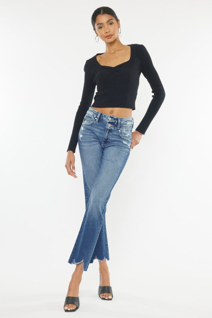 Kancan River High Rise Wide Waistband Slim Straight Jeans