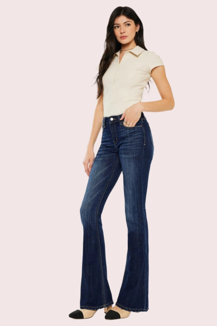 Kancan Amanda Mid Rise Slim Flare Jeans