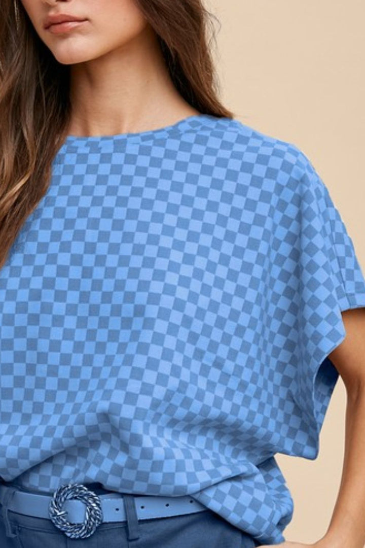 Annie Wear Checkered Top In In Blue