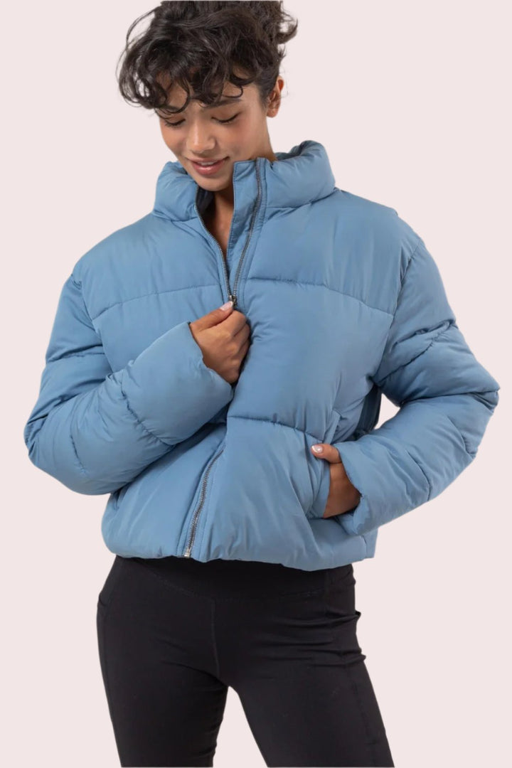 HYFVE Quilted Back Drawstring Puffer Jacket In Blue