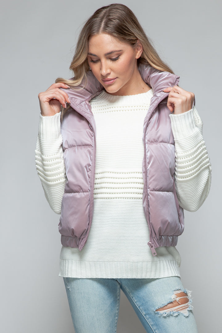 Snobbish Fine Fur Lining Quilted Vest In Dark Rose