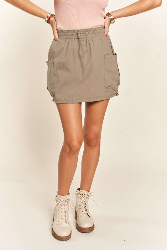 ADORA Drawstring Skort with Pockets In Olive