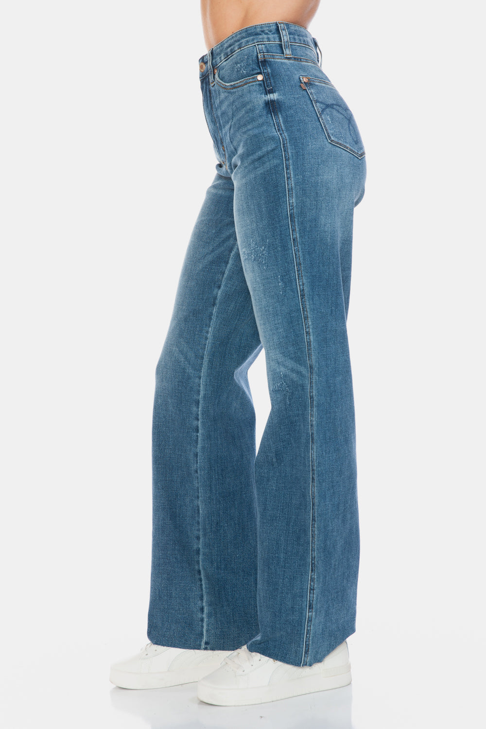 Judy Blue Faye Tummy Control Cut Raw Hem Straight Jeans