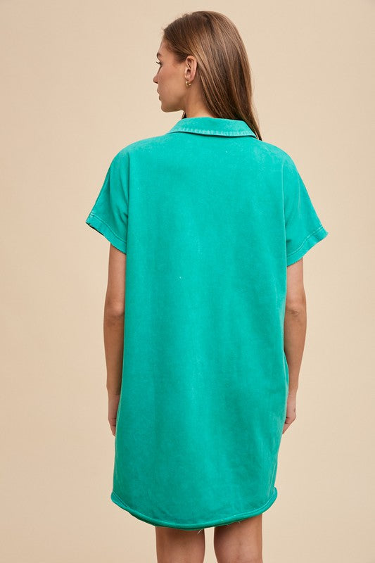 Annie Wear Mineral Washed Dress In Turquoise