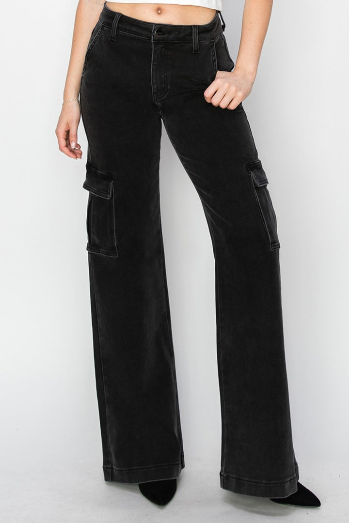 Risen Bree High Rise Wide Leg Cargo Jeans