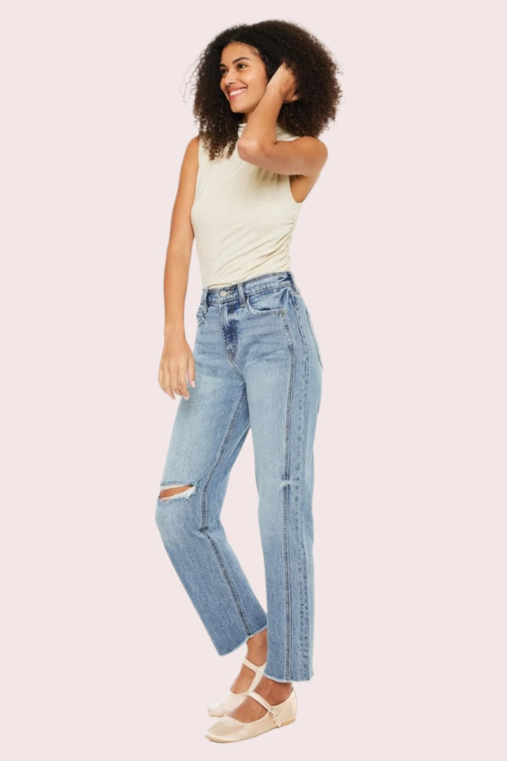 Kancan Flex Ultra High Rise Distressed Straight Jeans