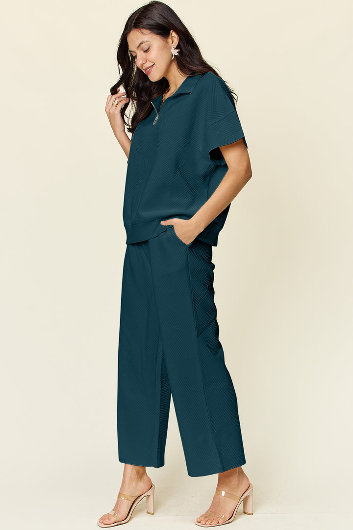 Lane Textured Trend Half Zip Top & Pants Set