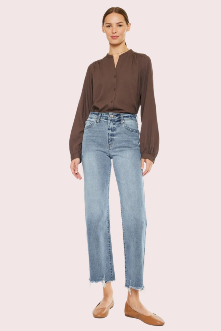 Kancan Nellie High Rise Slim Wide Leg Jeans