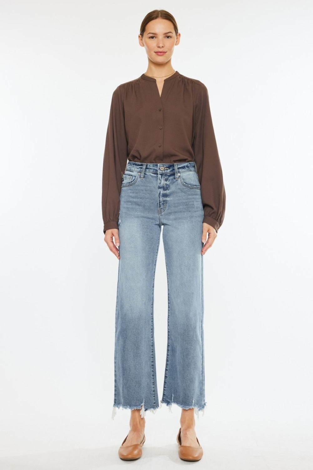 Kancan Nellie High Rise Slim Wide Leg Jeans