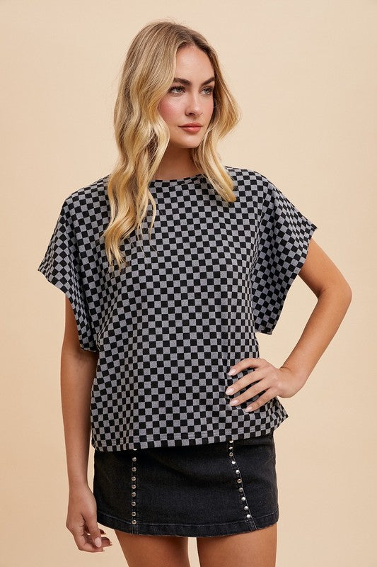 Annie Wear Checkered Top In In Black